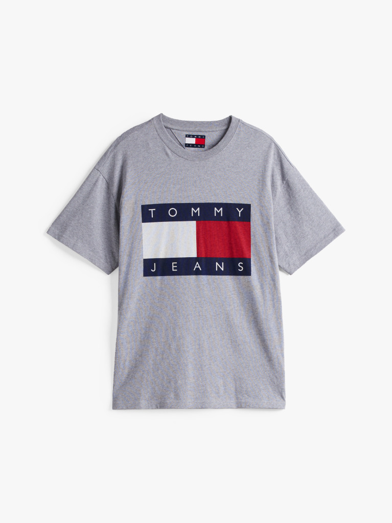 Gri Tricou Relaxat Badge Steag  Barbati