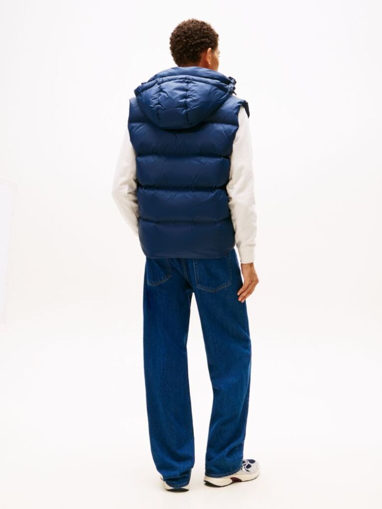 Blue Down Hooded Zip-Thru Vest  Men