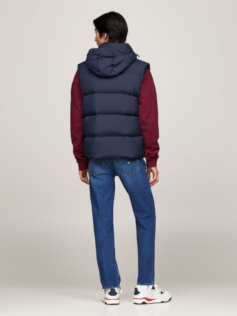 Blue Down Hooded Zip-Thru Vest  Men