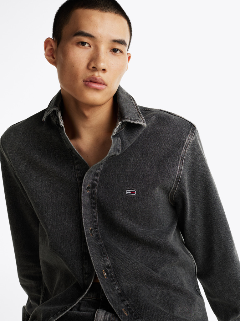 Denim Regular Fit Faded Denim Overshirt  Men