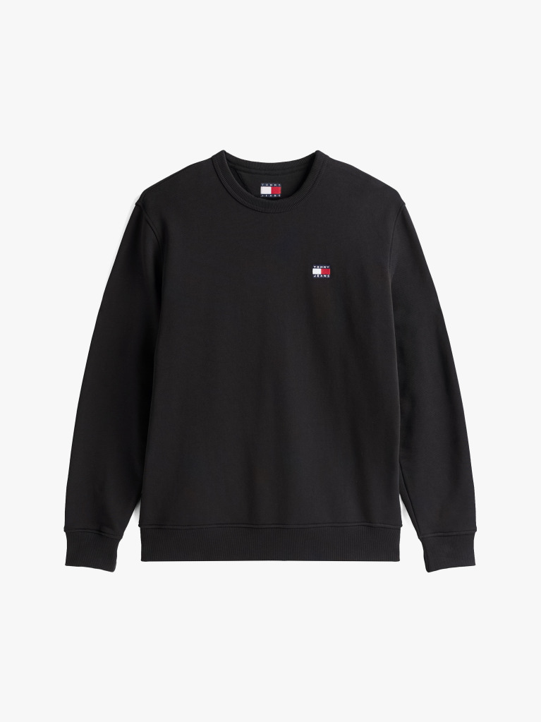 Negru Bluza Cu Guler Rotund Si Emblema Tonala Tommy  Barbati