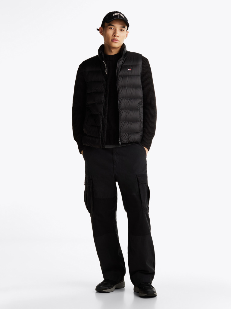 Black Lightweight Down Zip-Thru Vest  Men