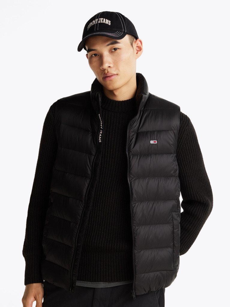 Black Lightweight Down Zip-Thru Vest  Men
