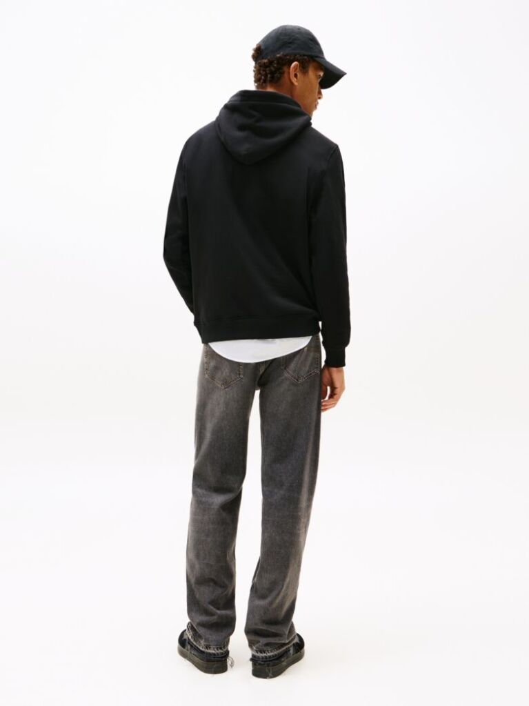Black Logo Drawstring Hoody  Men