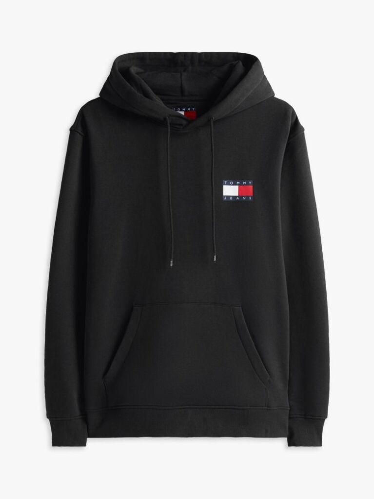Black Logo Drawstring Hoody  Men