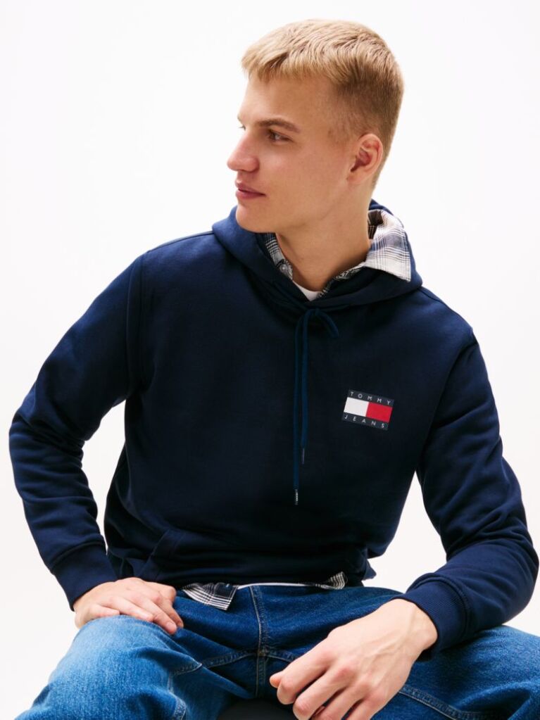 Blue Logo Drawstring Hoody  Men