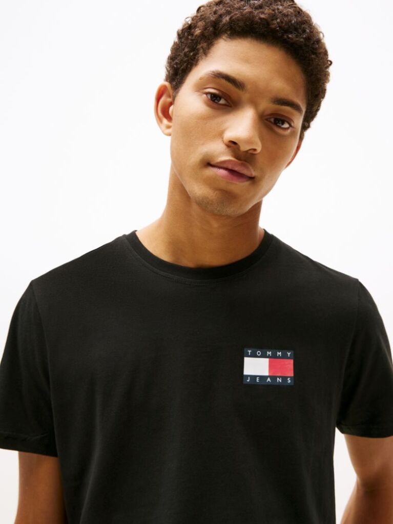 Negru Tricou Slim Cu Logo    Barbati