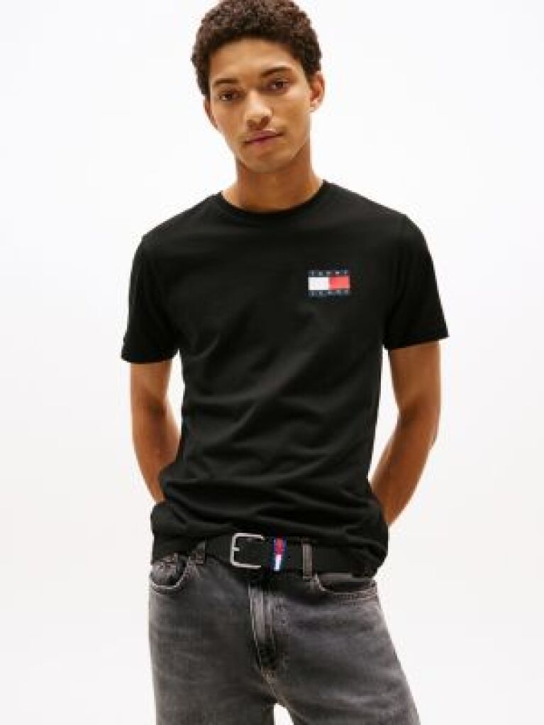 Negru Tricou Slim Cu Logo    Barbati