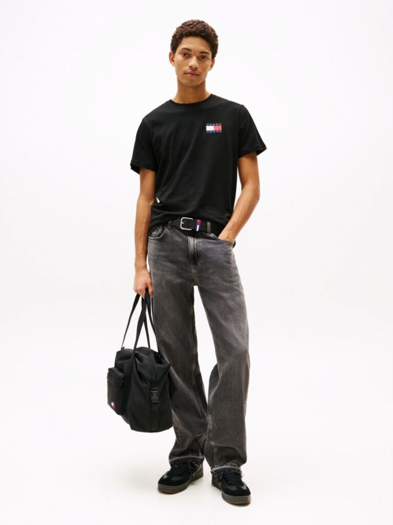 Negru Tricou Slim Cu Logo    Barbati