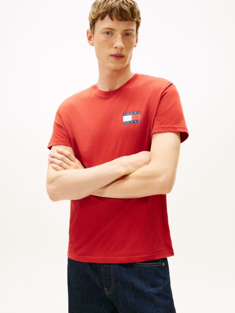Rosu Tricou Slim Cu Logo    Barbati