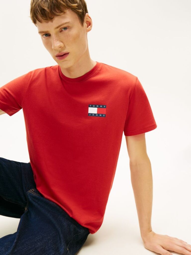 Rosu Tricou Slim Cu Logo    Barbati