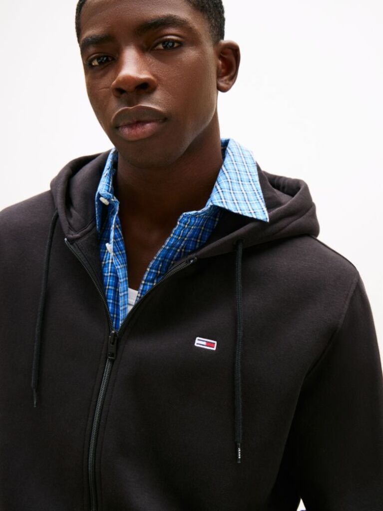 Black Regular Hoody Zip Thru  Men
