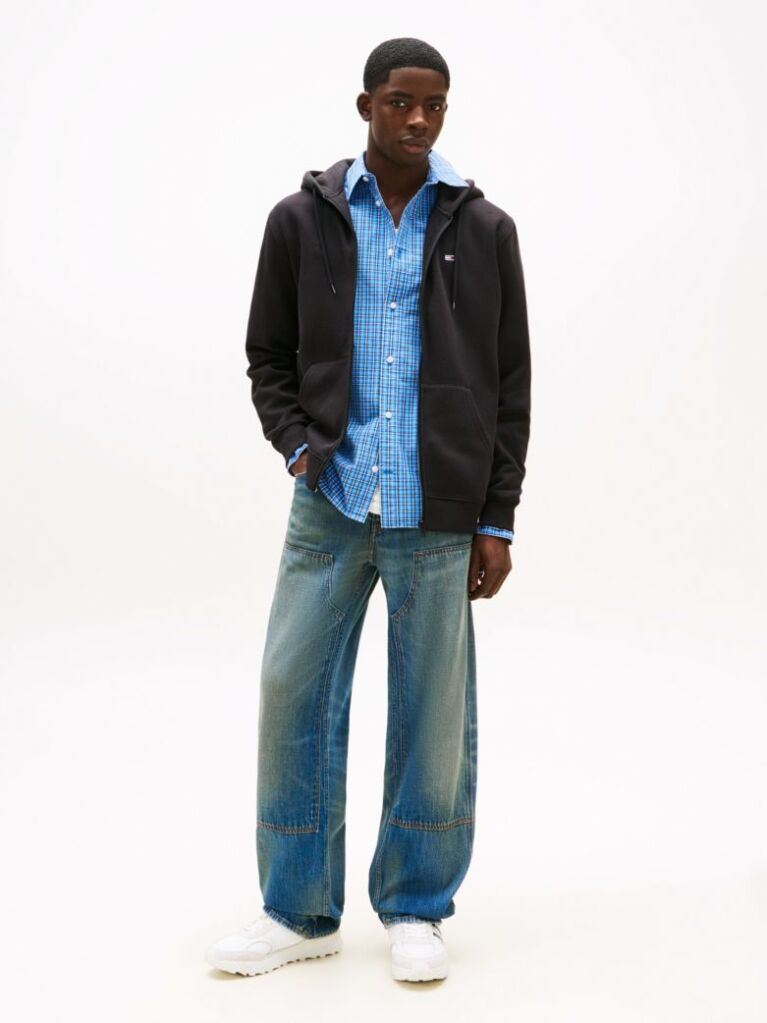 Black Regular Hoody Zip Thru  Men