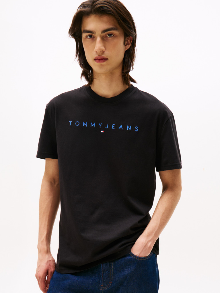 Negru Tricou Regular Cu Logo Brodat  Barbati