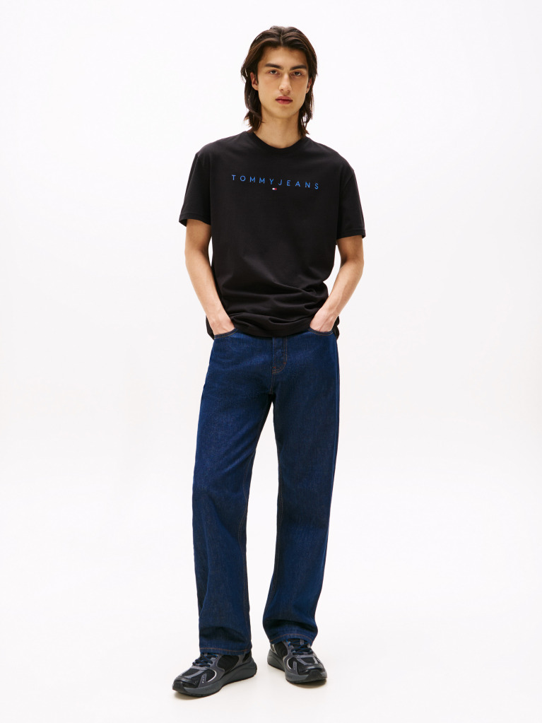 Negru Tricou Regular Cu Logo Brodat  Barbati