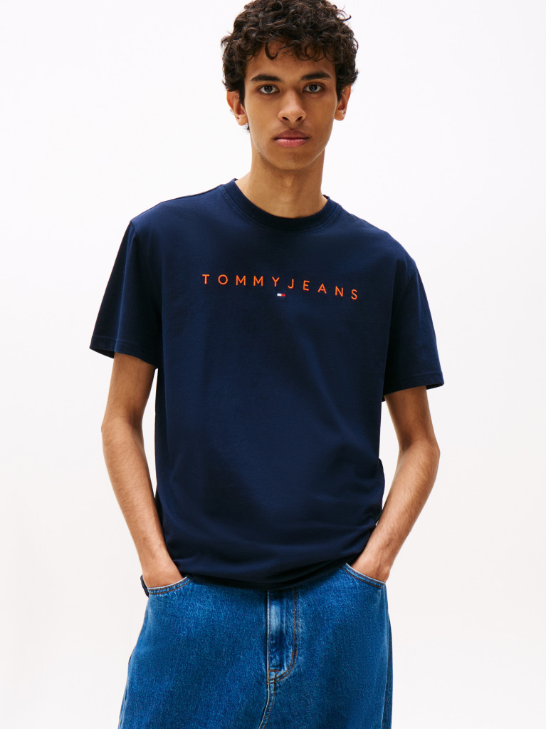 Blue Tricou Regular Cu Logo Brodat  Barbati