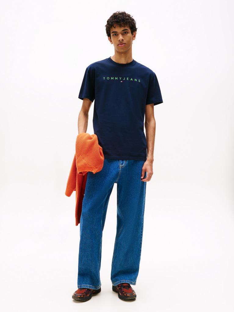 Blue Tricou Regular Cu Logo Brodat  Barbati