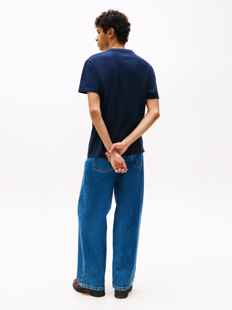 Blue Tricou Regular Cu Logo Brodat  Barbati