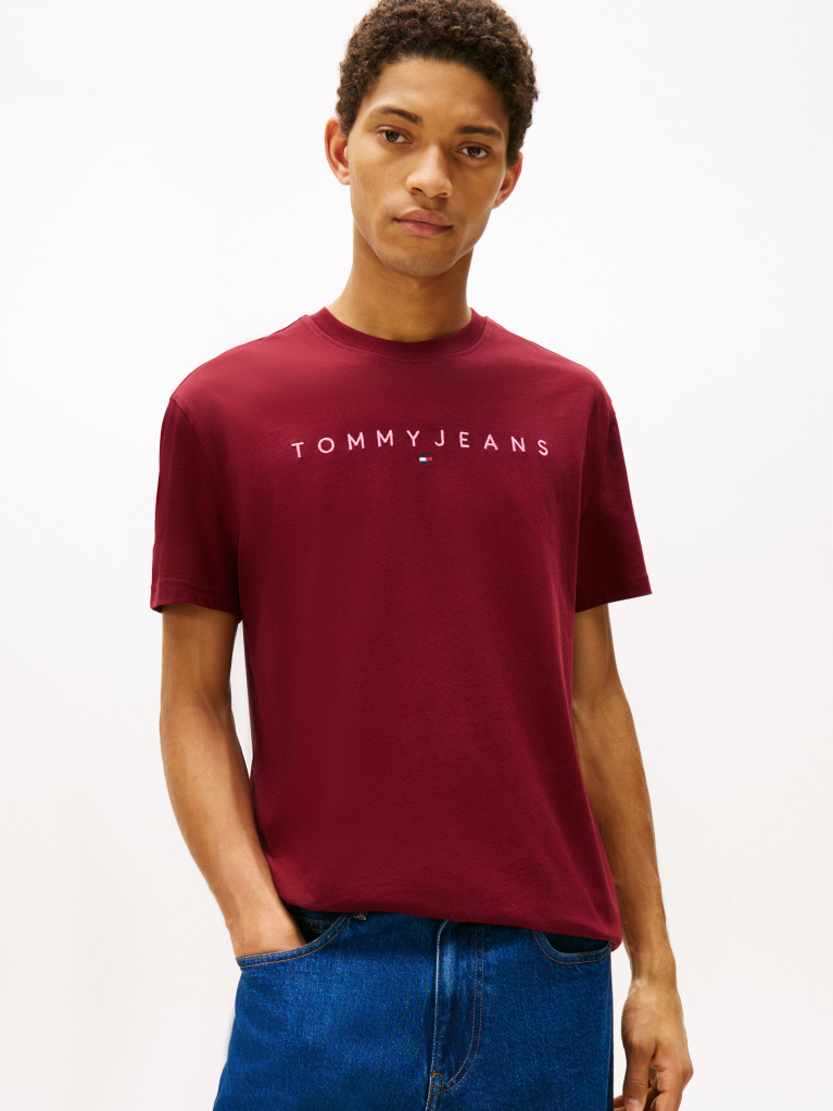 Rosu Tricou Regular Cu Logo Brodat  Barbati