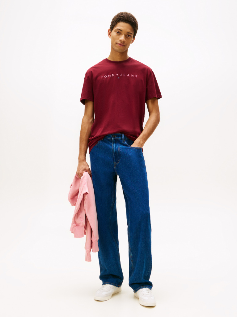 Rosu Tricou Regular Cu Logo Brodat  Barbati