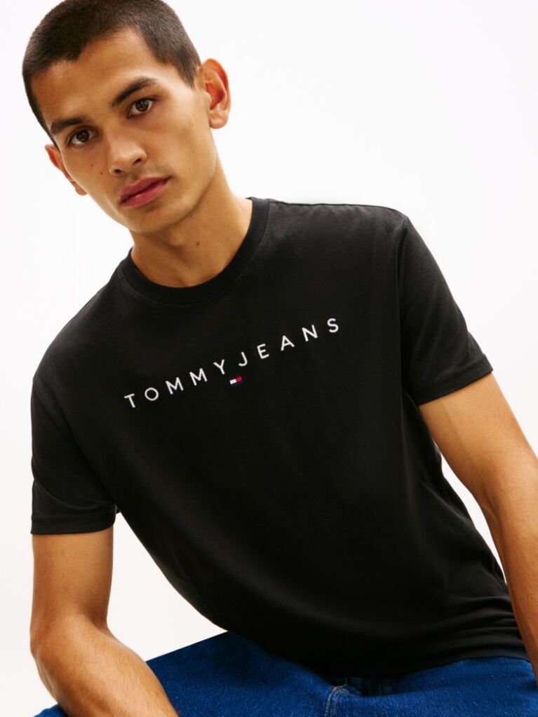 Negru Tricou Regular Cu Logo Brodat  Barbati