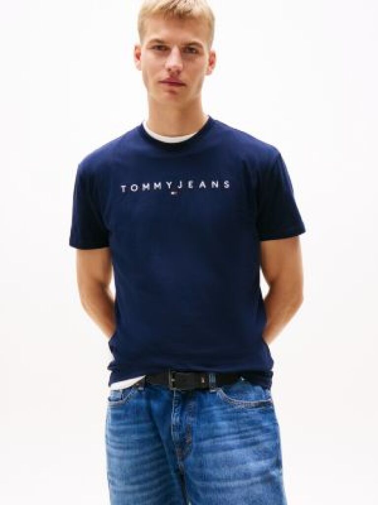 Blue Tricou Regular Cu Logo Brodat  Barbati