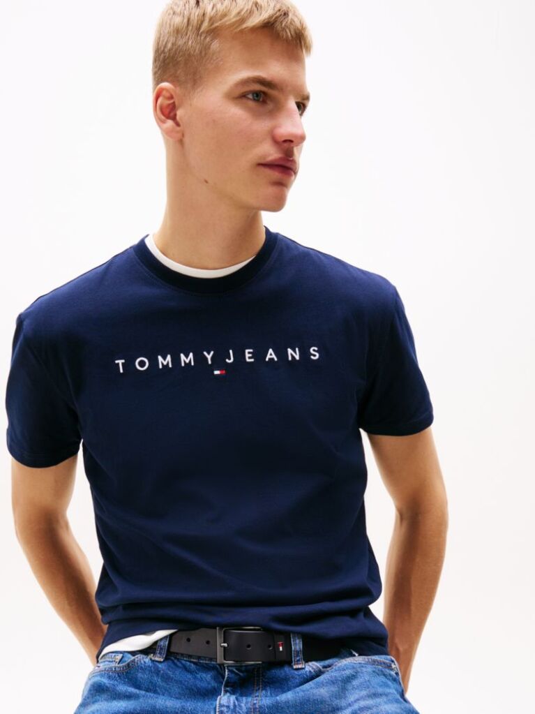 Blue Tricou Regular Cu Logo Brodat  Barbati