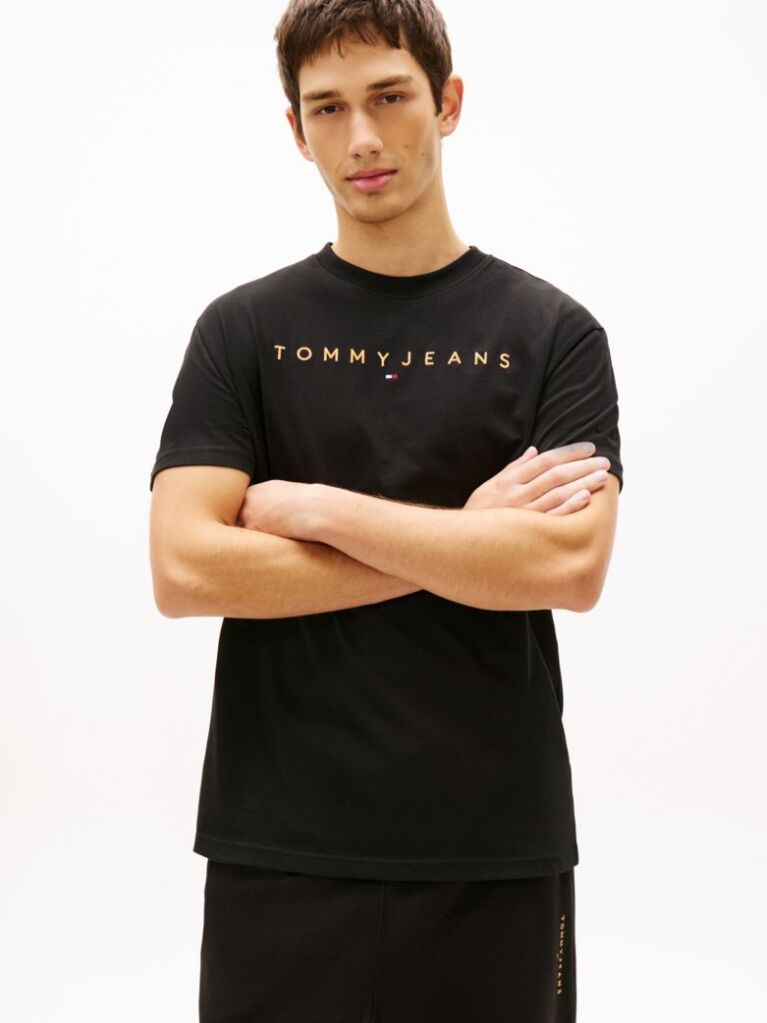Black Regular Logo Embroidery T-Shirt  Men