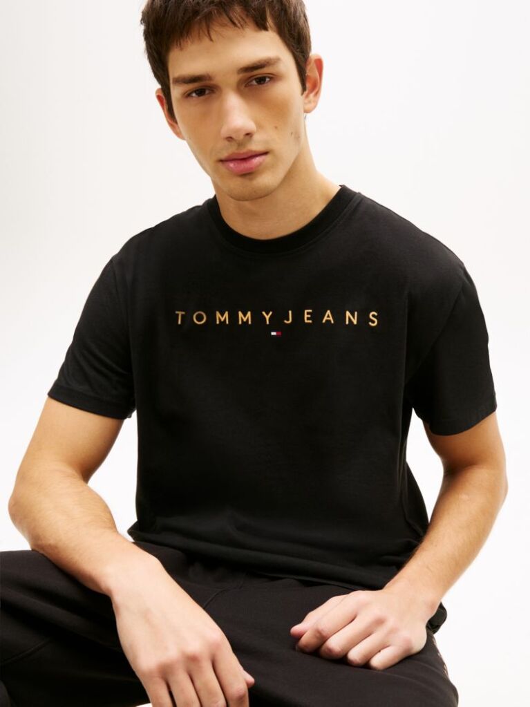 Black Regular Logo Embroidery T-Shirt  Men