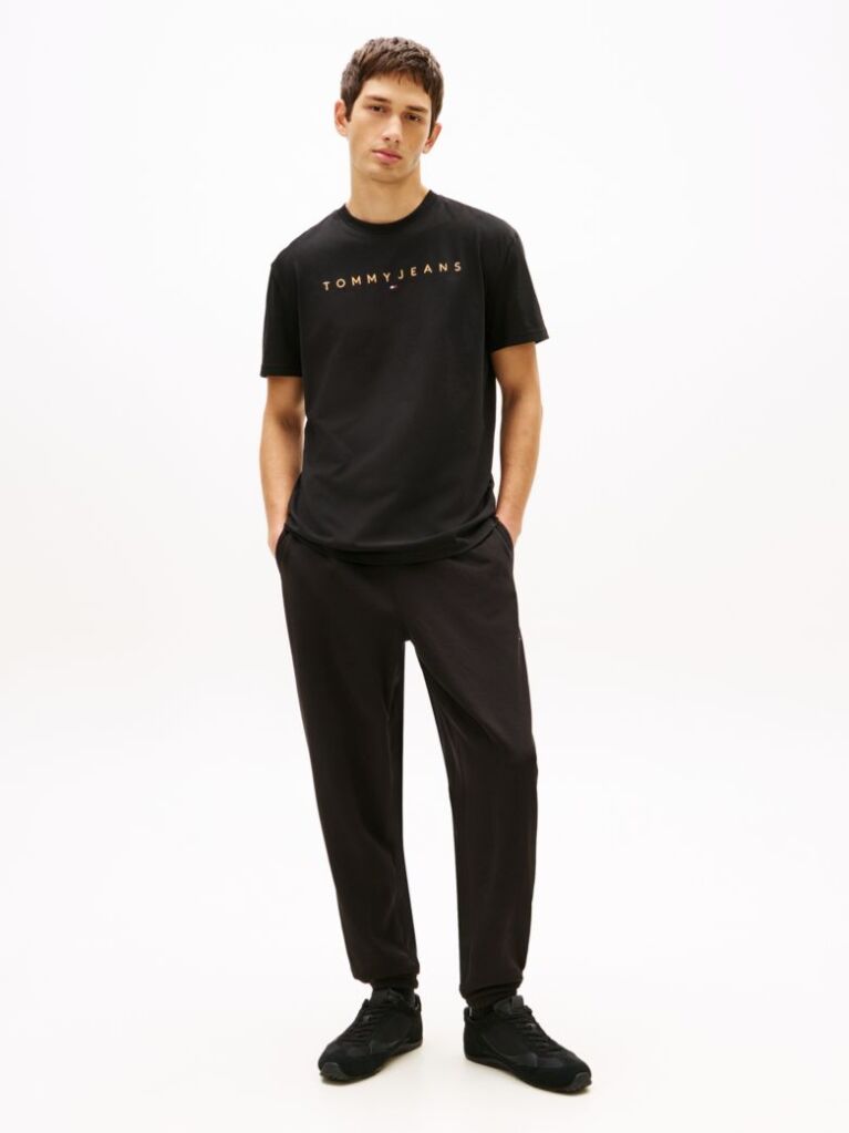 Black Regular Logo Embroidery T-Shirt  Men