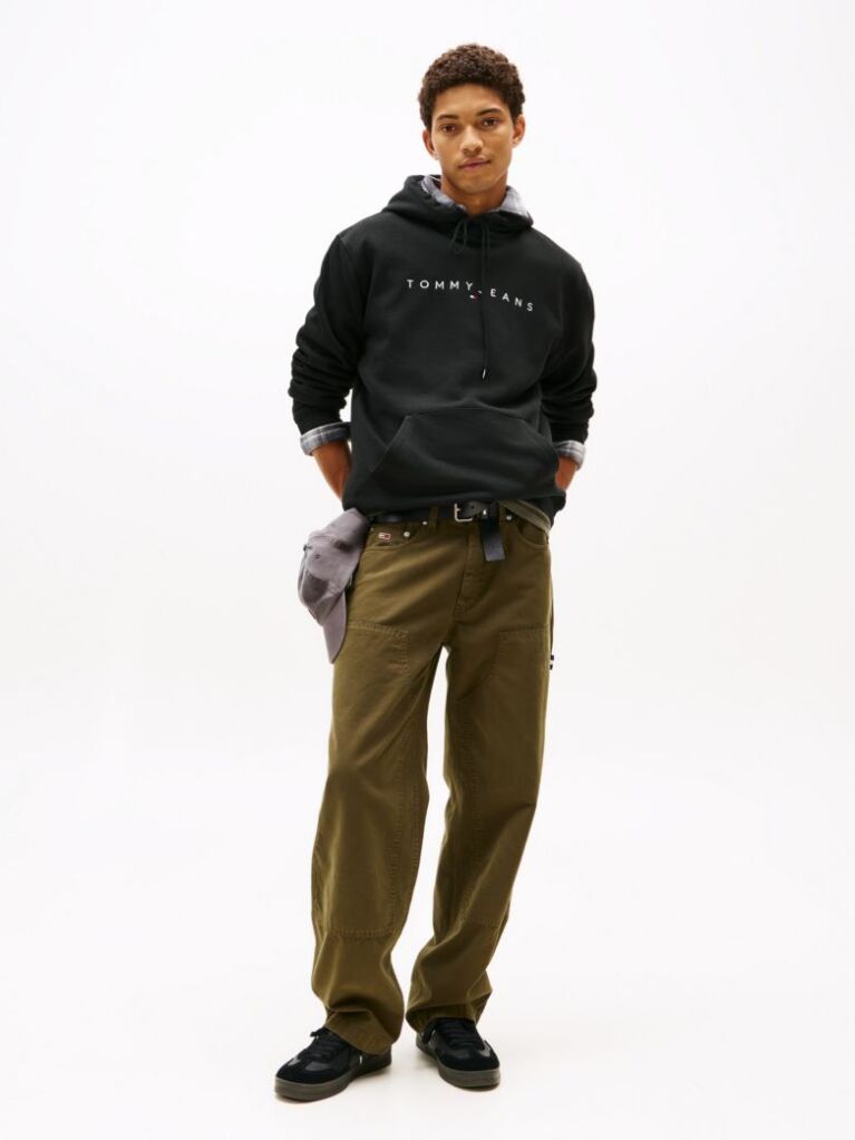 Black Regular Logo Hoody  Men