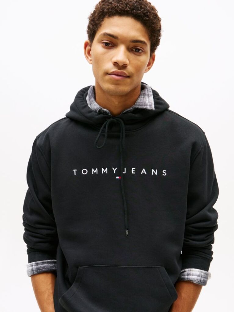 Black Regular Logo Hoody  Men