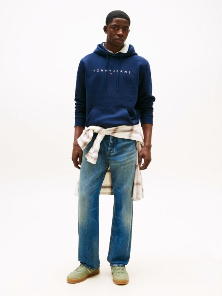 Blue Regular Logo Hoody  Men