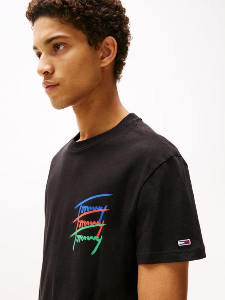 Negru Tricou Cu Grafic Logo Pe Spate  Barbati