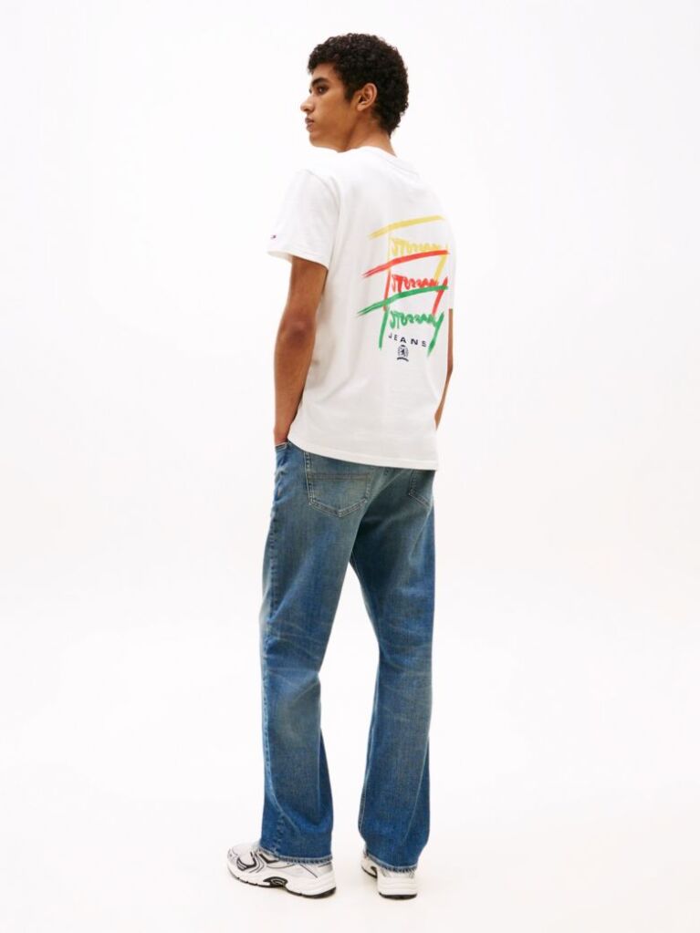 Bej Tricou Cu Grafic Logo Pe Spate  Barbati