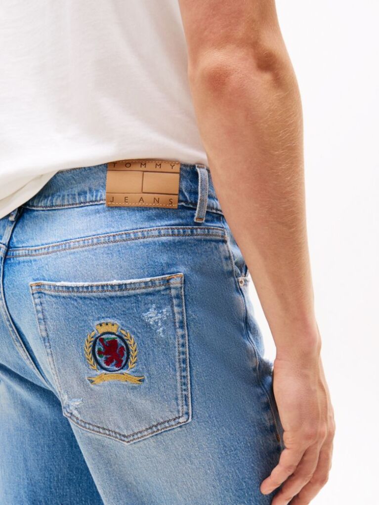 Denim Jeansi Largi Cu Broderie Pe Tesatura  Barbati