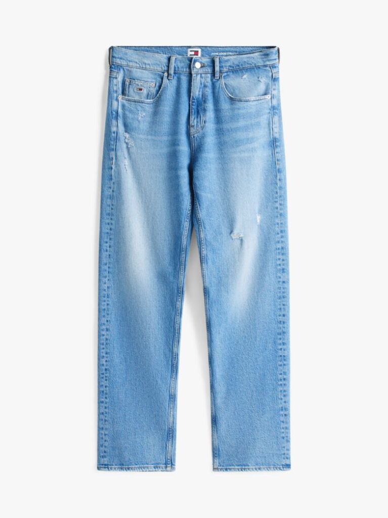 Denim Jeansi Largi Cu Broderie Pe Tesatura  Barbati