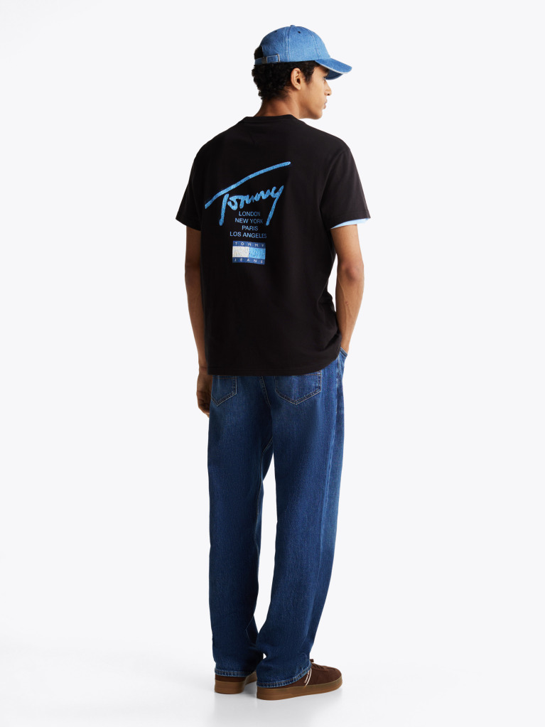 Negru Tricou Cu Logo Semnatura Pe Spate  Barbati