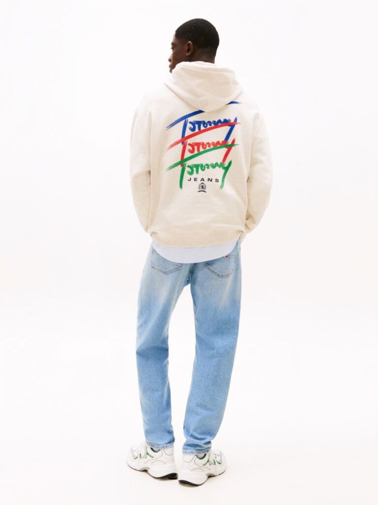White Signature Logo Relaxed Hoody  Men