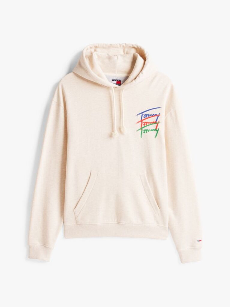 White Signature Logo Relaxed Hoody  Men