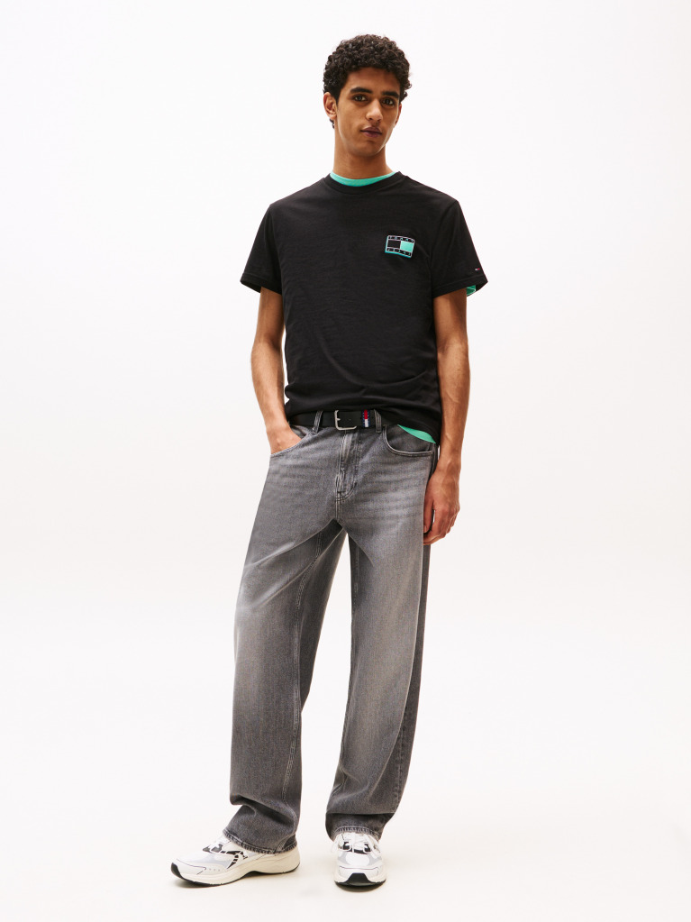 Negru Tricou Slim Cu Logo Tonal  Barbati