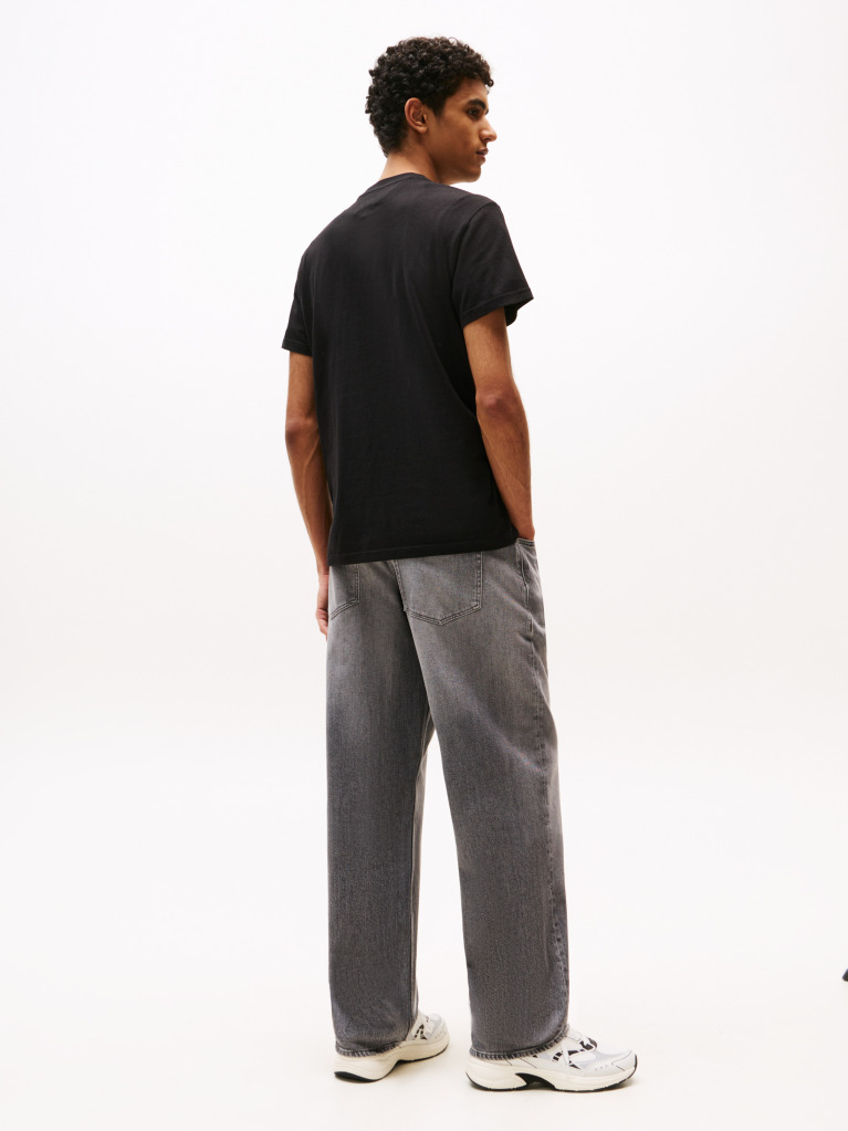 Negru Tricou Slim Cu Logo Tonal  Barbati