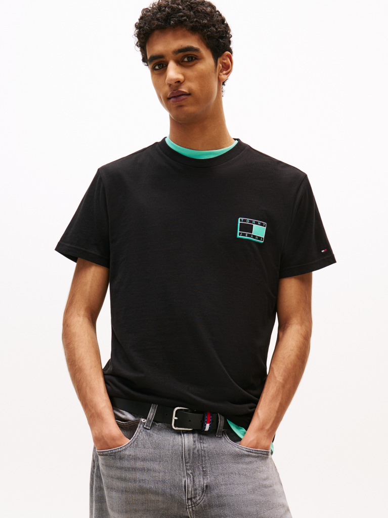 Negru Tricou Slim Cu Logo Tonal  Barbati