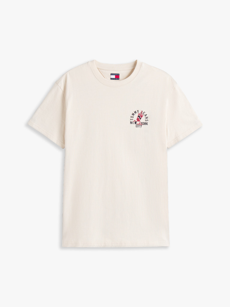 Bej Tricou Regular Mic Cu Motif  Barbati