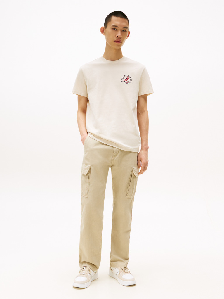 Bej Tricou Regular Mic Cu Motif  Barbati