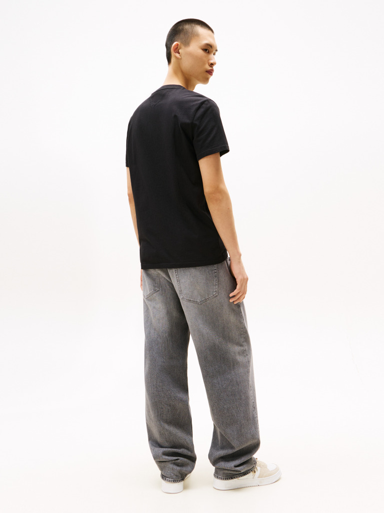 Negru Tricou Regular Mic Cu Motif  Barbati