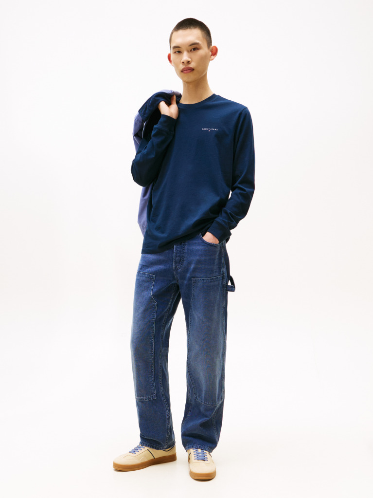 Blue Linear Logo Slim Long-Sleeve T-Shirt  Men