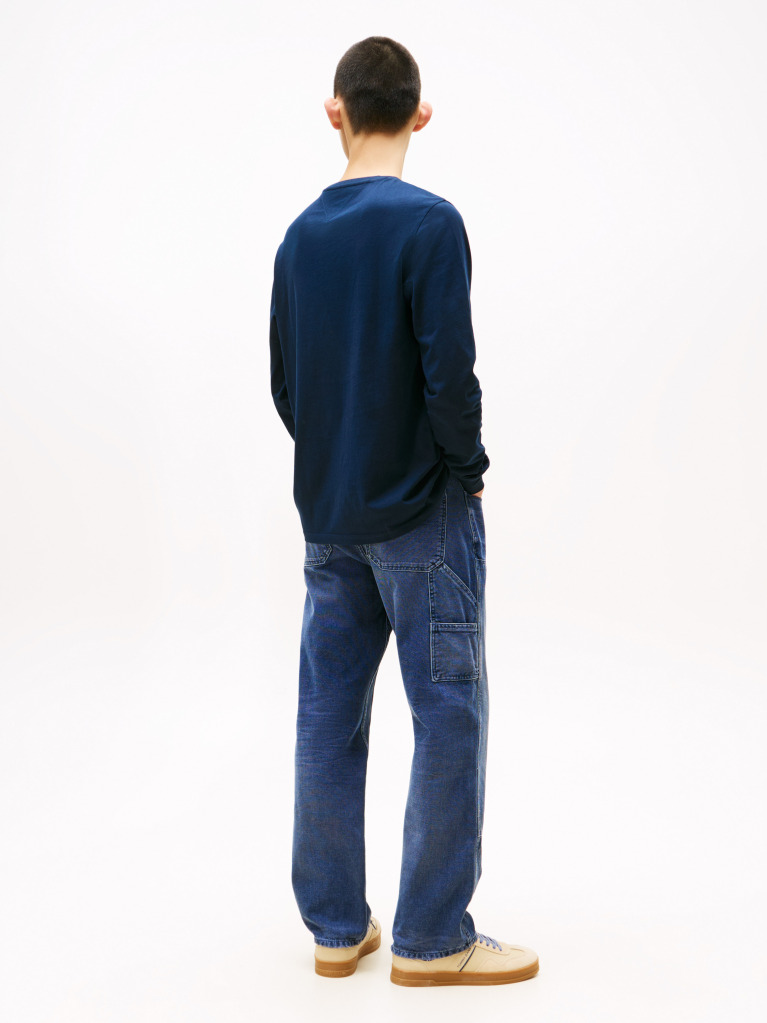 Blue Linear Logo Slim Long-Sleeve T-Shirt  Men