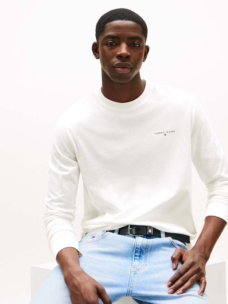Beige Linear Logo Slim Long-Sleeve T-Shirt  Men