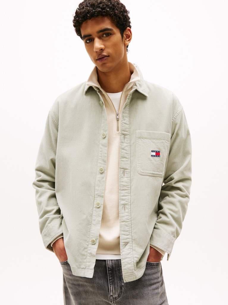 Verde Camasa Overshirt Din Catifea De Tip Cord Brick  Barbati